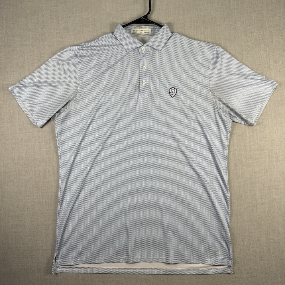 Holderness & Bourne Shirt Men's XL Golf Polo White Performance Geometric Print